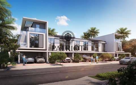 4 Bedroom Villa for Sale in DAMAC Lagoons, Dubai - Townhouse Front View Day. jpg