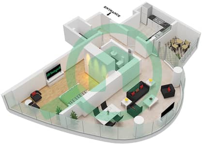Al Yousuf Tower 1 - 1 Bedroom Apartment Type 8 Floor plan