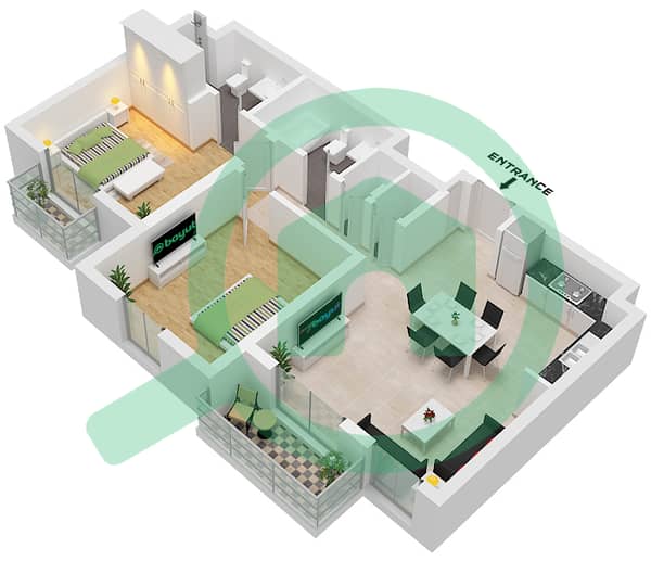 Type 2C1-1M Unit 08 Floor 3-5 Unit 04 Floor 06
