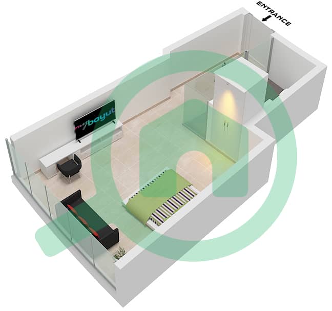 Unit 3 Floor 40-46,49-53 Ciel Tower - Grundriss für Studio Wohnung Einheit 3 FLOOR 40-46,49-53 Unit 3 Floor 40-46,49-53 interactive3D