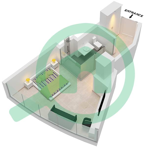 Unit 4 Floor 40-46,49-53 Ciel Tower - Plano de planta de Estudio Apartamento Unidad 4 FLOOR 40-46,49-53 Unit 4 Floor 40-46,49-53 interactive3D