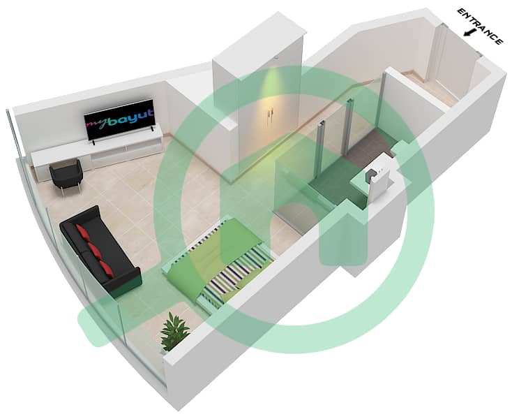 Ciel Tower - Plano de planta de Estudio Apartamento Unidad 5 FLOOR 40-46,49-53 Unit 5 Floor 40-46,49-53 interactive3D
