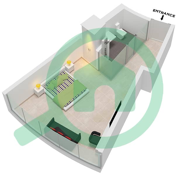 Unit 6 Floor 40-46,49-53 Ciel Tower - Grundriss für Studio Wohnung Einheit 6 FLOOR 40-46,49-53 Unit 6 Floor 40-46,49-53 interactive3D
