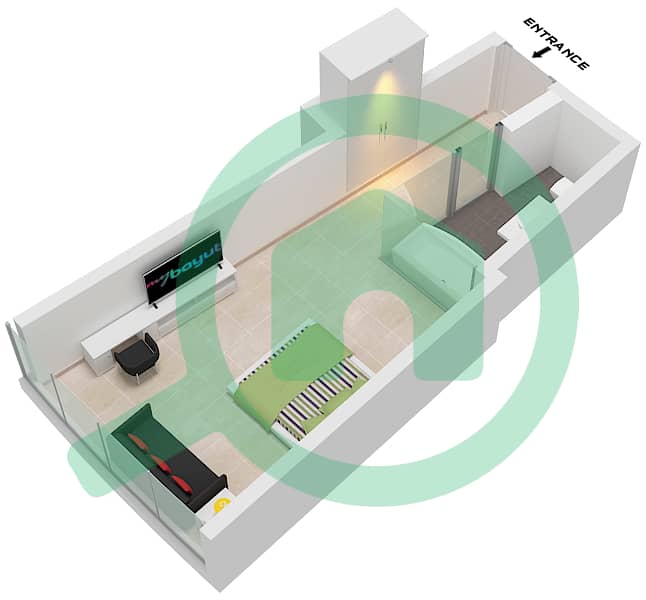 Unit 9 Floor 40-46,49-53 Ciel Tower - Plano de planta de Estudio Apartamento Unidad 9 FLOOR 40-46,49-53 Unit 9 Floor 40-46,49-53 interactive3D
