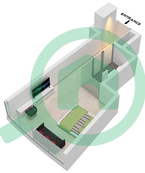 Unit 13 Floor 40-46,49-53 Ciel Tower - Plano de planta de Estudio Apartamento Unidad 13 FLOOR 40-46,49-53 Unit 13 Floor 40-46,49-53 interactive3D