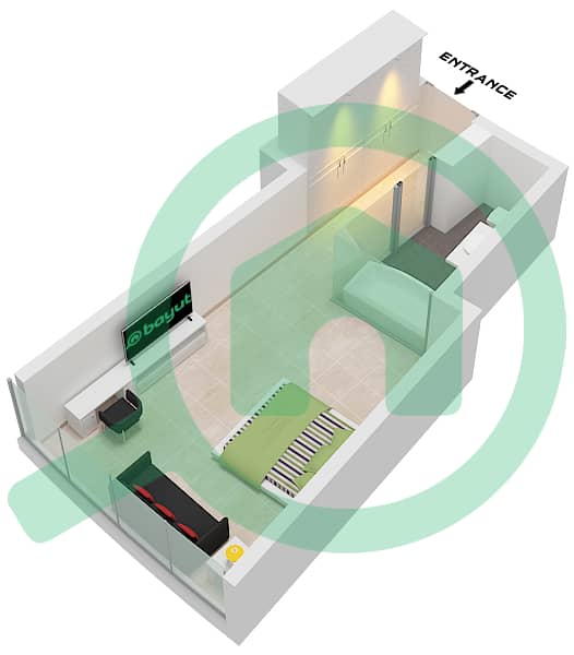 Ciel Tower - Plano de planta de Estudio Apartamento Unidad 15 FLOOR 40-46,49-53 Unit 15 Floor 40-46,49-53 interactive3D