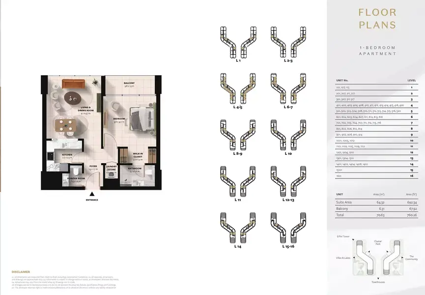 1 BR floor plan