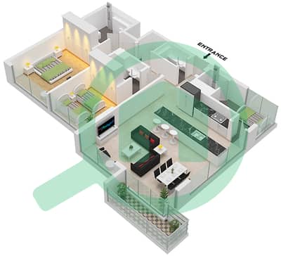 Residences 12 - 2 Bedroom Apartment Unit 3 4 FLOOR 1-16 Floor plan