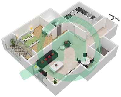 Gulfa Towers - 1 Bedroom Apartment Unit 08 BLOCK B Floor plan