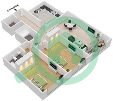 Gulfa Towers - 2 Bedroom Apartment Unit 02 BLOCK B Floor plan