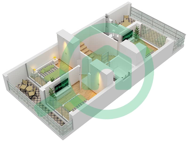 Eterno Prestige Villas - 3 Bedroom Villa Type TH12-E Floor plan Type TH12-E Floor First interactive3D