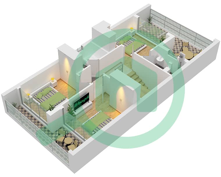 Eterno Prestige Villas - 3 Bedroom Villa Type TH12-M Floor plan Type TH12-M Floor First interactive3D