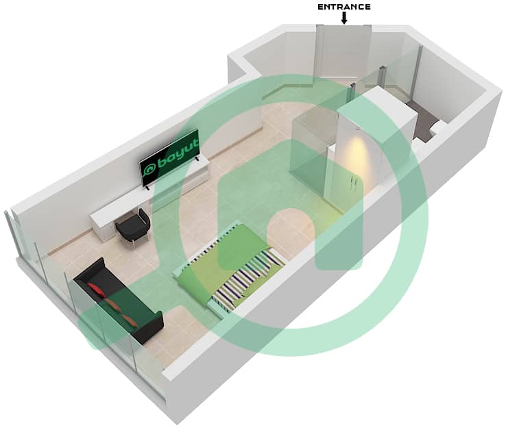 Unit 21 Floor 40-46,49-53 Ciel Tower - Studio Apartment Unit 21 FLOOR 40-46,49-53 Floor plan Unit 21 Floor 40-46,49-53 interactive3D