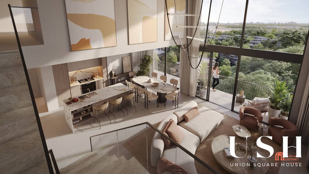 DISTRIKT Ghaf Woods_3BD Penthouse Living Room Top View. jpg DISTRIKT Ghaf Woods_3BD Penthouse Living Room Top View. jpg