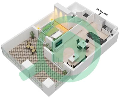 Al Ramth 26 - 1 Bedroom Apartment Type A Floor plan