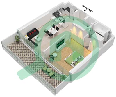 DAMAC 海湾大厦 B 座 - 1 卧室公寓类型9戶型图