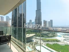 Burj and Fountain Views | Furnished | Maids Room