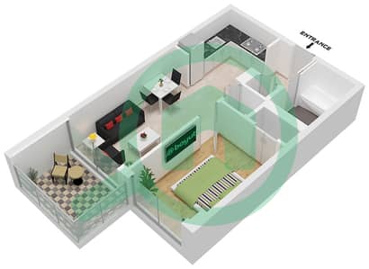 المخططات الطابقية لتصميم الوحدة 4 FLOOR 3-6 شقة 1 غرفة نوم - كنسينغتون ماينور