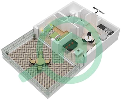 المخططات الطابقية لتصميم الوحدة 8 FLOOR 7 شقة 1 غرفة نوم - كنسينغتون ماينور
