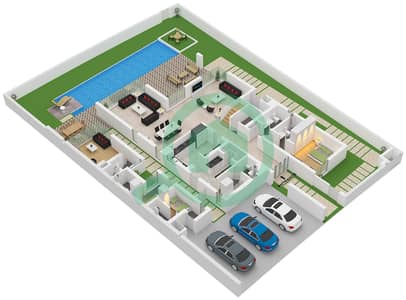 المخططات الطابقية لتصميم النموذج B+GARDEN SUITE فیلا 5 غرف نوم - هارموني 3