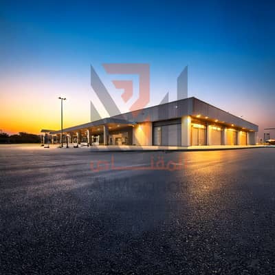 Industrial Land for Sale in Al Sajaa Industrial, Sharjah - Firefly Warehouse modren design with about 8k sqft . looks like its in UAE with road and lamplight (2). jpg