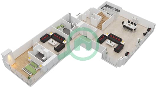 المخططات الطابقية لتصميم النموذج LOFT 3E شقة 3 غرف نوم - أبراج النيشن A
