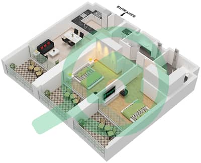 Binghatti Skyrise Tower A - Апартамент 2 Cпальни планировка Тип 02