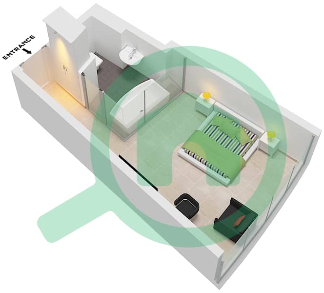 Unit 8 Floor 14-17,8-21,23-38-52 Ciel Tower - Grundriss für Studio Wohnung Einheit 8 FLOOR 14-17,8-21,23-38 Unit 8 Floor 14-17,8-21,23-38-52 interactive3D