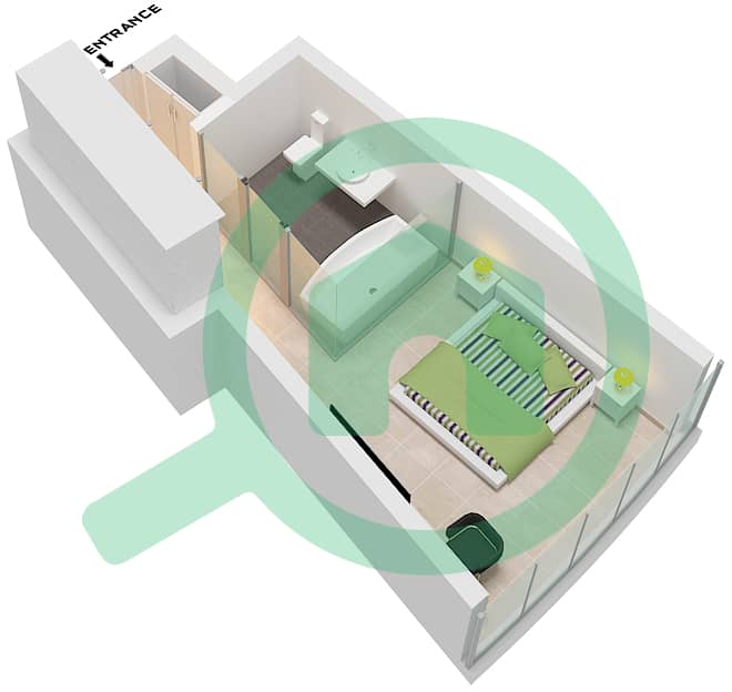 Unit 9 Floor 14-17,8-21,23-38-52 Ciel Tower - Grundriss für Studio Wohnung Einheit 9 FLOOR 14-17,8-21,23-38 Unit 9 Floor 14-17,8-21,23-38-52 interactive3D