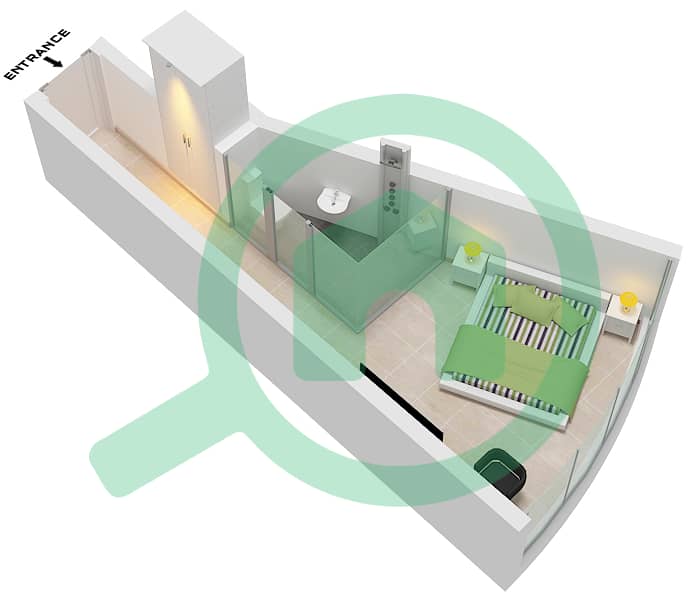 Unit 11 Floor 14-17,8-21,23-38-47 Ciel Tower - Grundriss für Studio Wohnung Einheit 11 FLOOR 14-17,8-21,23-38 Unit 11 Floor 14-17,8-21,23-38-47 interactive3D