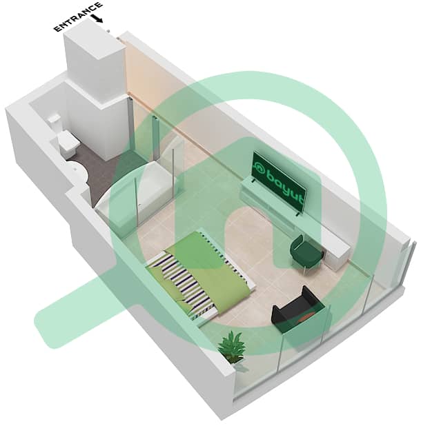 Ciel Tower - Studio Apartment Unit 15 FLOOR 14-17,8-21,23-38 Floor plan Unit 15 Floor 14-17,8-21,23-38-52 interactive3D