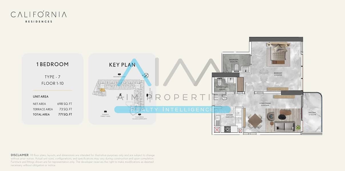 2 Floor Plan 1bhk California Residence. png