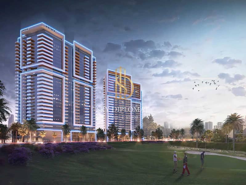 位于达马克山庄，Golf Greens，高尔夫绿地大厦 B 座 1 卧室的公寓 1825740 AED - 12248003