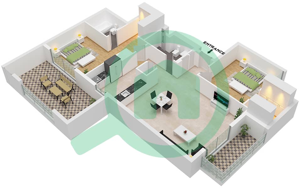 Type J Holland Gardens - 2 Bedroom Apartment Type J Floor plan Type J interactive3D