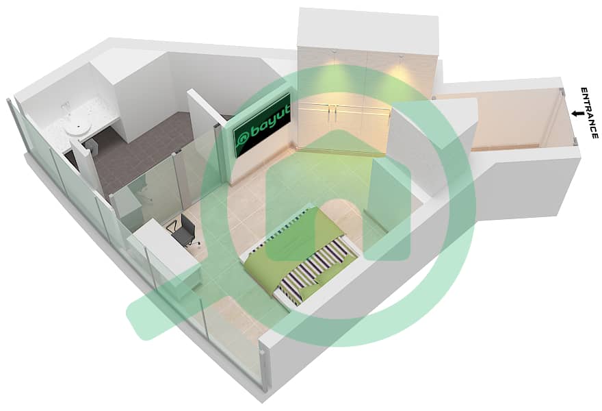 Ciel Tower - Studio Apartment Unit 22 FLOOR 14-17,8-21,24-37 Floor plan Unit 22 Floor 14-17,8-21,24-37 interactive3D