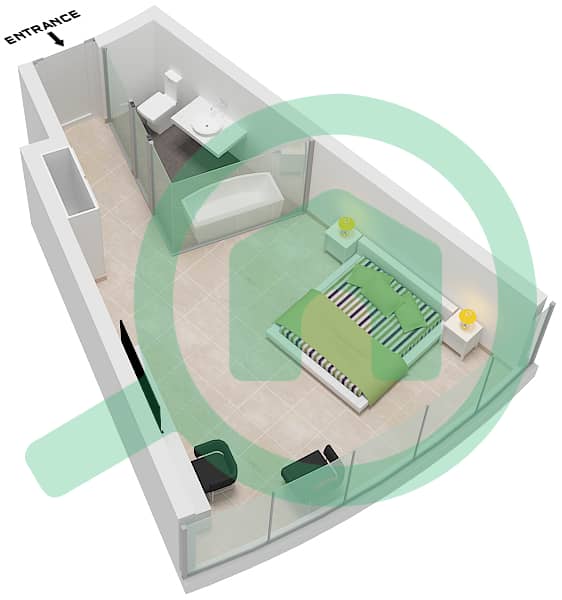 Unit 4 Floor 38-52 Ciel Tower - Plano de planta de Estudio Apartamento Unidad 4 FLOOR 38-52 Unit 4 Floor 38-52 interactive3D