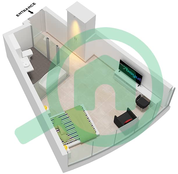 Ciel Tower - Grundriss für Studio Wohnung Einheit 5 FLOOR 38-52 Unit 5 Floor 38-52 interactive3D