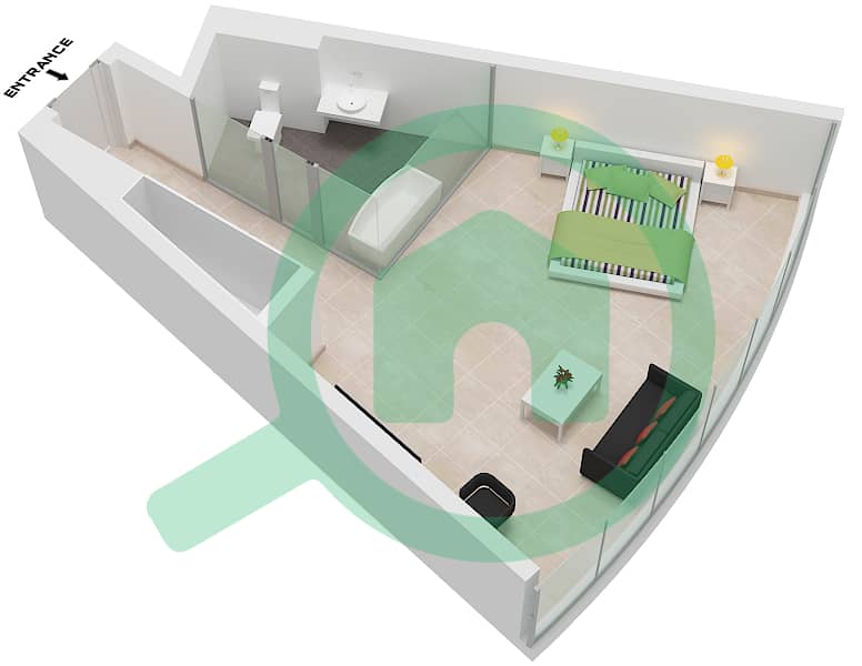 Unit 6 Floor 39-52 Ciel Tower - Plano de planta de Estudio Apartamento Unidad 6 FLOOR 39-52 Unit 6 Floor 39-52 interactive3D