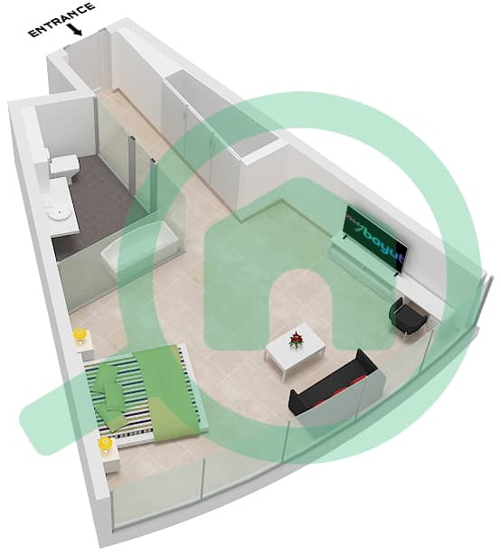 Unit 17 Floor 39-52 Ciel Tower - Studio Apartment Unit 17 FLOOR 39-52 Floor plan Unit 17 Floor 39-52 interactive3D