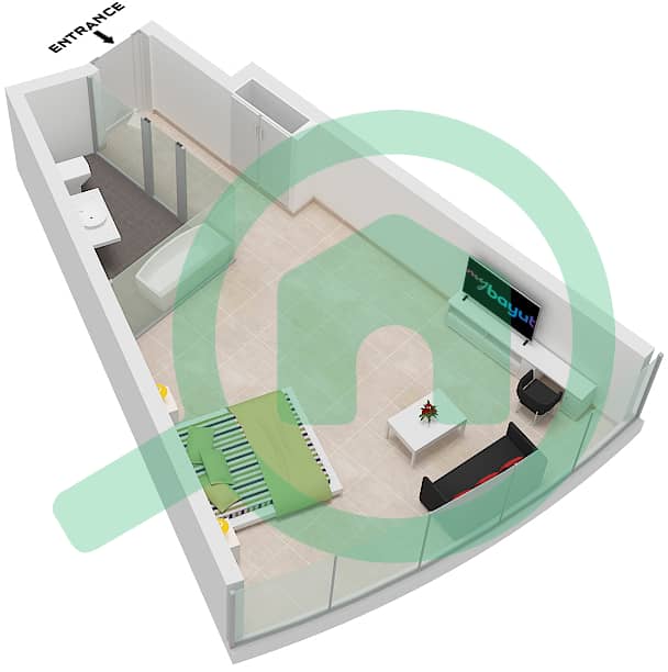 Unit 19 Floor 39-52 Ciel Tower - Grundriss für Studio Wohnung Einheit 19 FLOOR 39-52 Unit 19 Floor 39-52 interactive3D