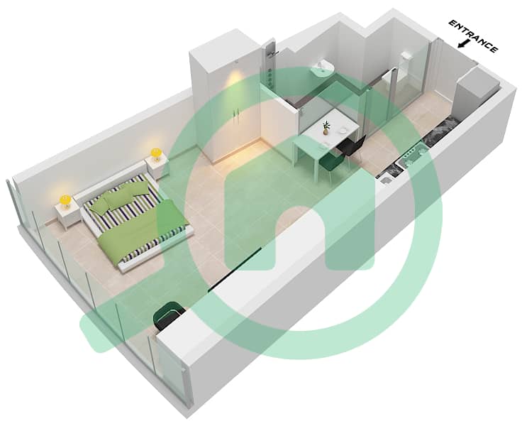 Ciel Tower - Studio Apartment Unit 4 FLOOR 54-62,64-65 Floor plan Unit 4 Floor 54-62,64-65 interactive3D