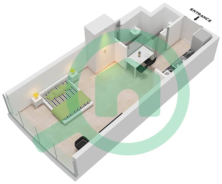 Ciel Tower - Grundriss für Studio Wohnung Einheit 5 FLOOR 54-72 Unit 5 Floor 54-72 interactive3D