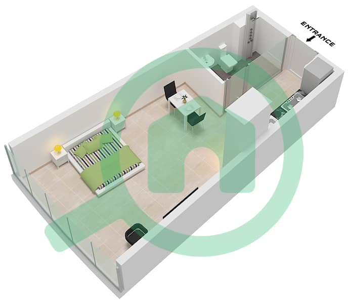 Ciel Tower - Studio Apartment Unit 6 FLOOR 54-72 Floor plan Unit 6 Floor 54-72 interactive3D