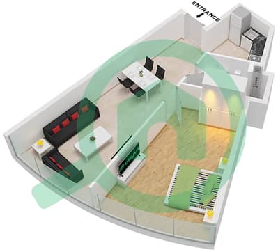 Ciel Tower - 1 Bedroom Apartment Unit 7 FLOOR 54-72 Floor plan