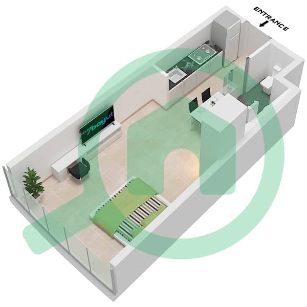 Unit 10 Floor 54-72 Ciel Tower - Grundriss für Studio Wohnung Einheit 10 FLOOR 54-72 Unit 10 Floor 54-72 interactive3D
