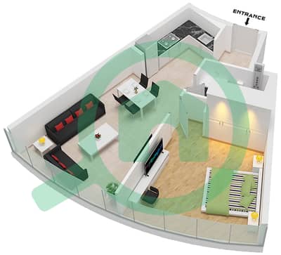 Ciel Tower - 1 Bedroom Apartment Unit 12 FLOOR 54-62,64-65 Floor plan
