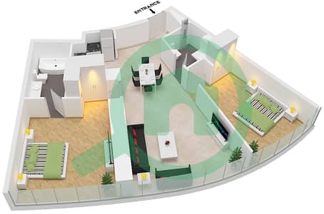 Ciel Tower - 2 Bedroom Apartment Unit 13 FLOOR 54-72 Floor plan