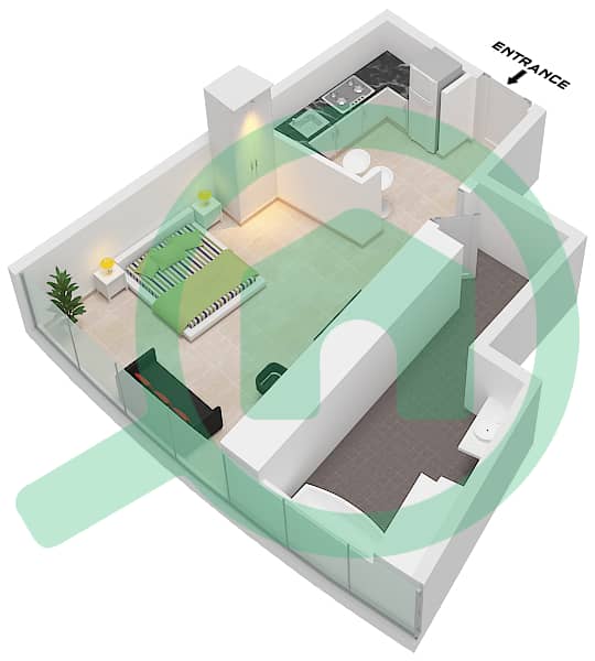 Ciel Tower - Grundriss für Studio Wohnung Einheit 1 FLOOR 63,66-72 Unit 1 Floor 63,66-72 interactive3D