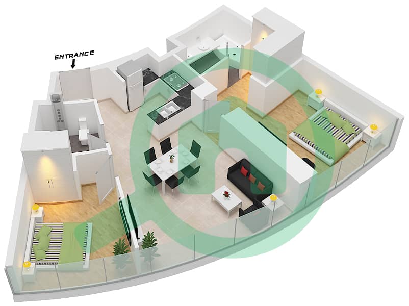 Ciel Tower - 2 Bedroom Apartment Unit 12 FLOOR 66-72 Floor plan Unit 12 Floor 66-72 interactive3D