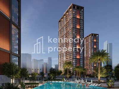 商业湾， 迪拜 单身公寓待售 - 647062a084c87ab2ed56283e_HighresSG_peninsula_003_C09_pool_view_002_Clean_02CC. jpg